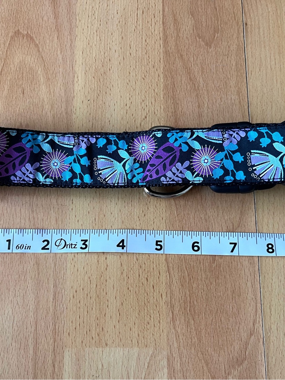 Vibrant Floral Pet Collar in Teal and Purple - Picture 5 of 6